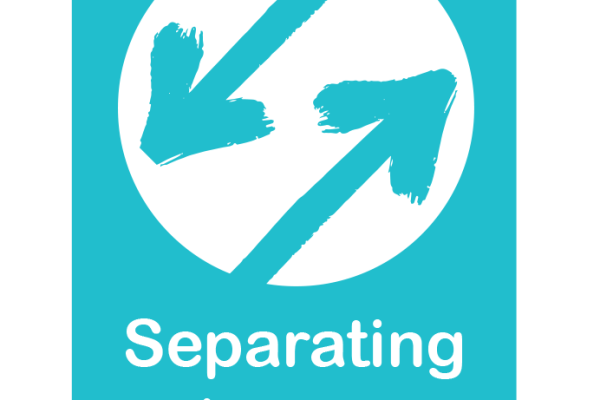 Separating Better Logo, Two Blue Arrows on a white circle