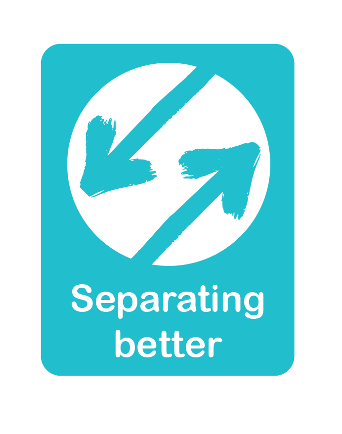 Separating Better Logo, Two Blue Arrows on a white circle